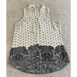 New Express S The Portofino Shirt Sleeveless Button Down Polyester Collared Top